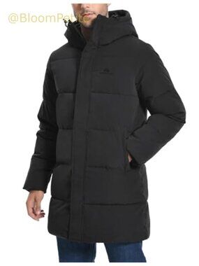 Mens Long Winter Puffer Jacket Hooded Waterproof Insulated Warm Parka Coat